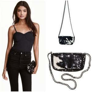 H&M Sequined Black & White Shoulder Bag